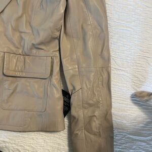 NWT Bod & Christensen Genuine Leather Jacket blazer light Beige leather